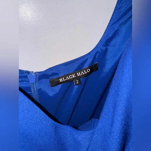NWOT Black Halo Belted Classic Jackie O Midi Blue Dress size 2